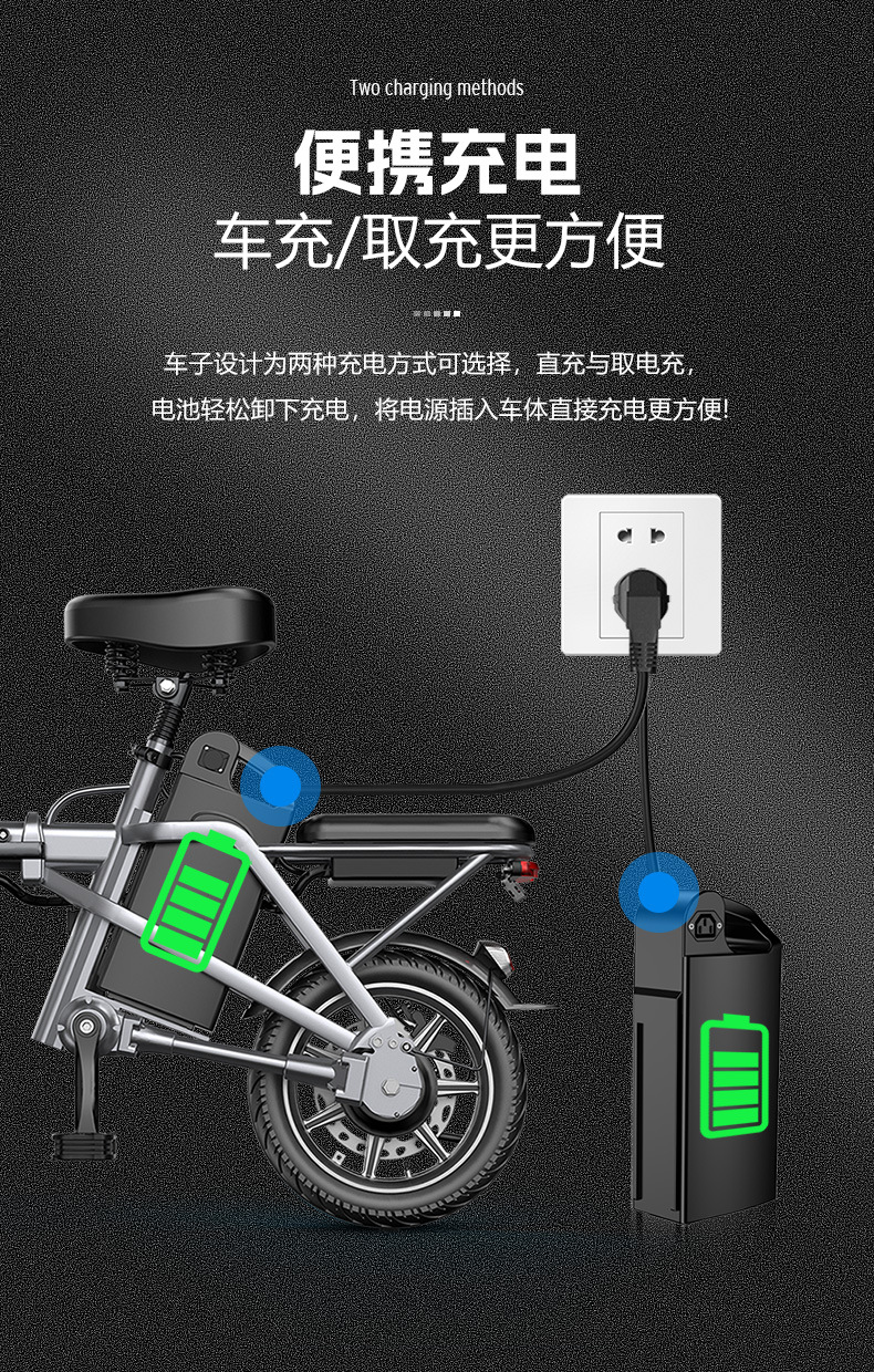 Source Factory Chainless Folding Electric Bicycle Aluminum Alloy Lightweight Small Electric Two-Wheeler