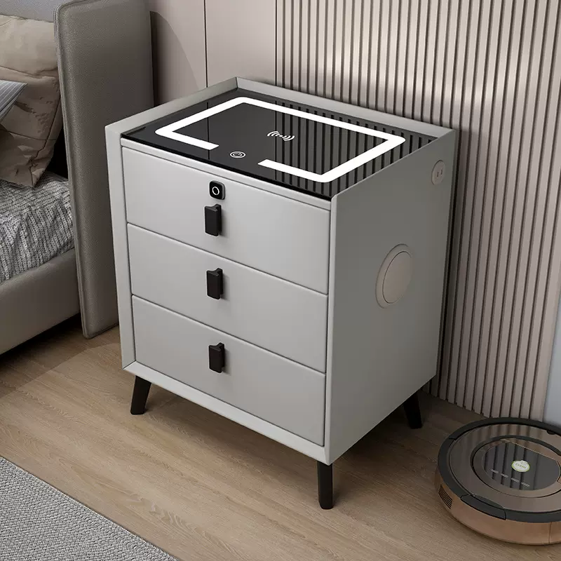 三抽智能床头柜简约现代小户型收纳储物柜无线充电带音响床边柜子