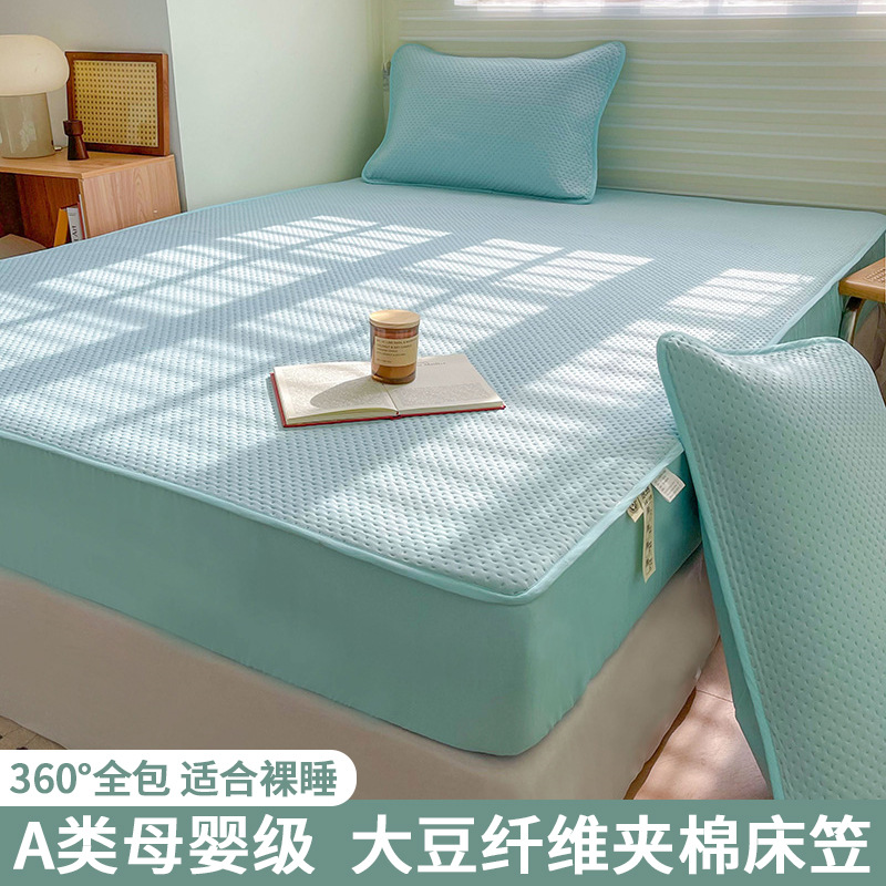 2025 nuevo estilo de clase A soya acolchado con sábana de algodón colchón individual funda protectora Simmons sábana de seda de hielo de verano 3