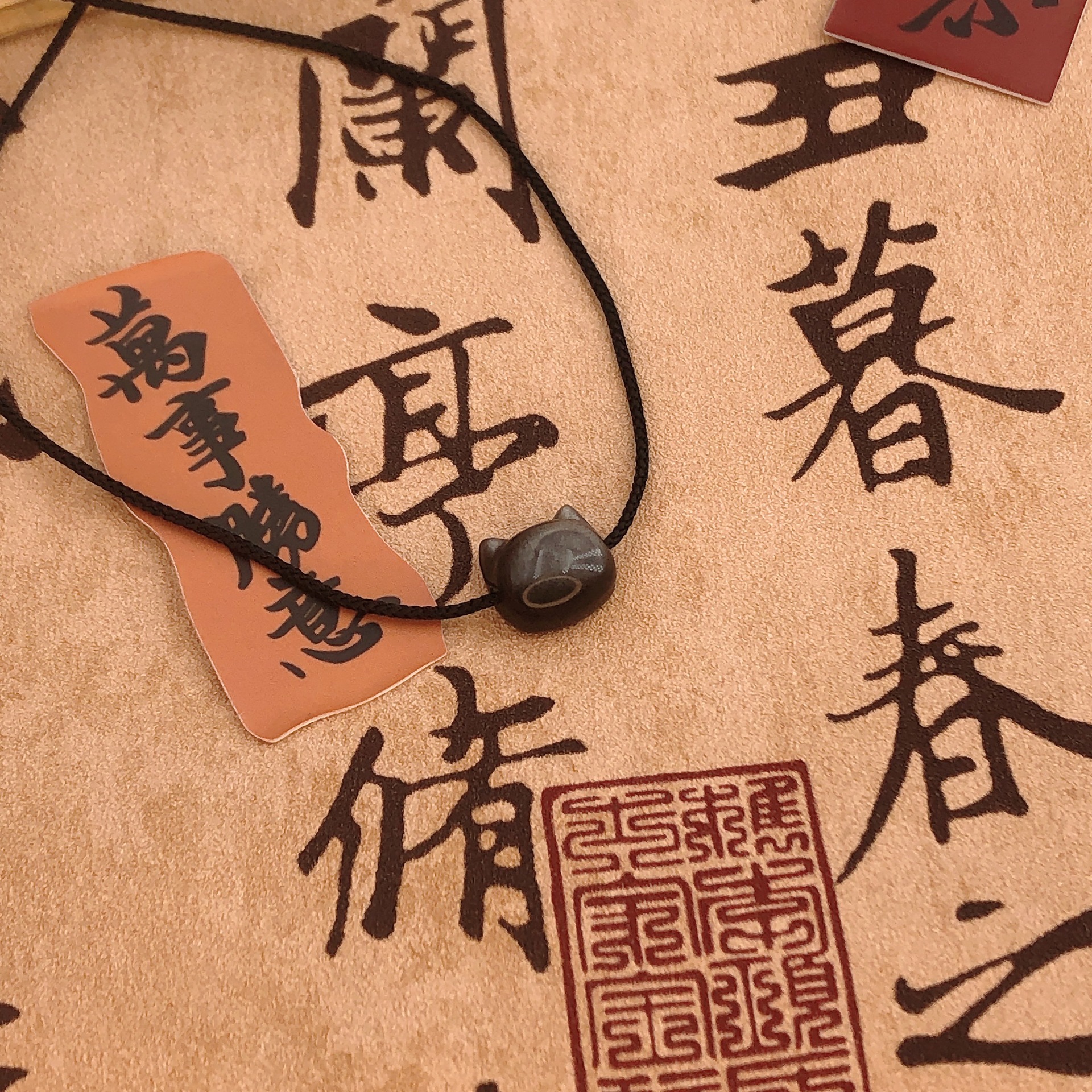 小紅書同款天然銀曜石貓咪貓頭黑曜石手鍊情侶項鍊女閨蜜男友禮物