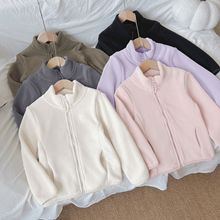 摇粒绒儿童新款男女保暖秋冬款休闲立领亲子装内外黑色灰色粉色