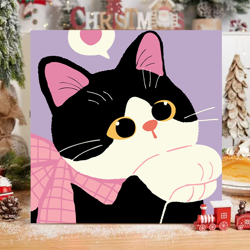 子猫デジタル油絵 diy 着色かわいい漫画動物手作り子供のシンプルな油絵装飾卸売|undefined