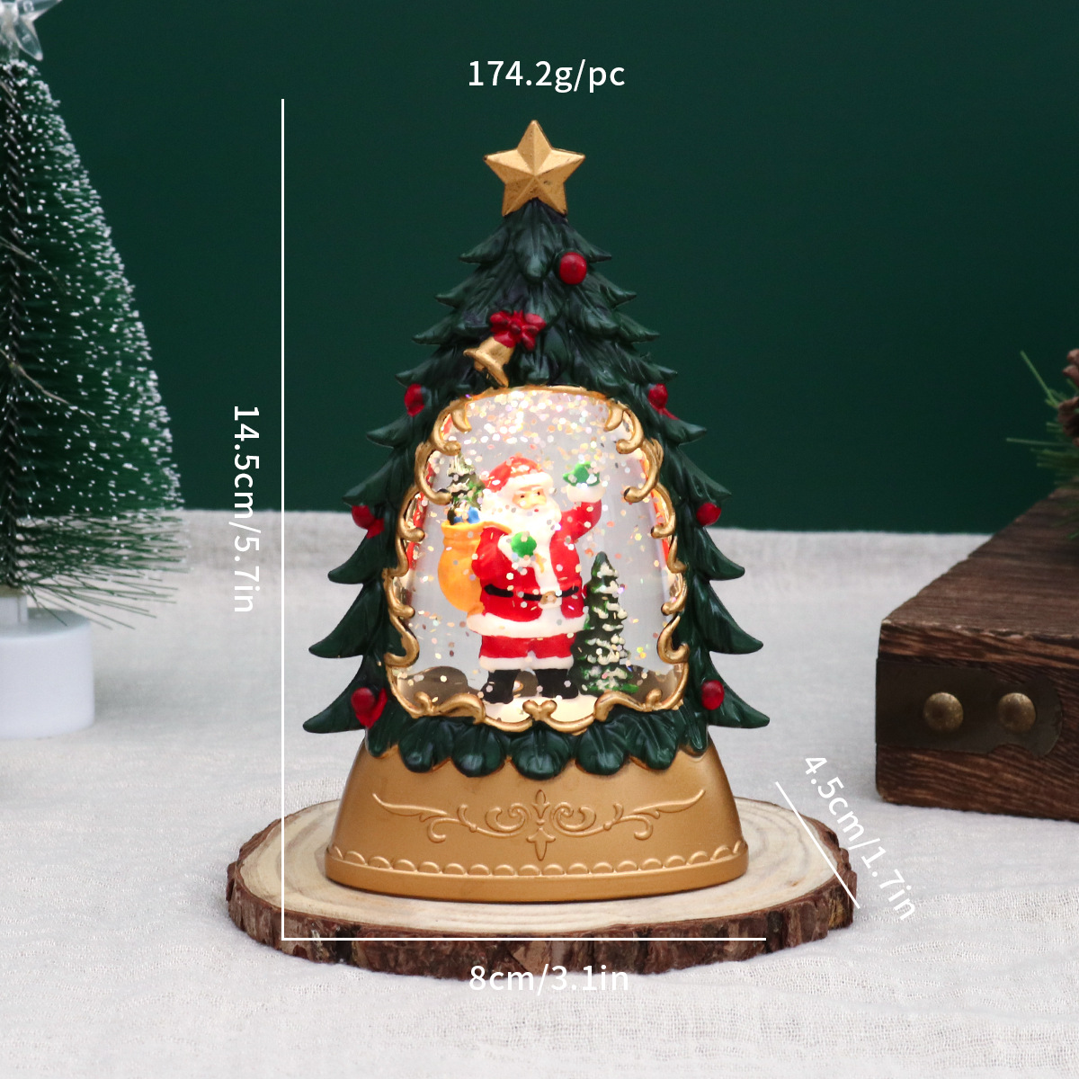 Nuevo agua de Navidad lámpara de vela luminosa lámpara de viento decoración de Santa Claus pequeño regalo de árbol de Navidad