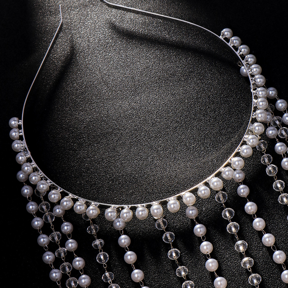 Europa y América venta caliente perla termites arnés de cabello de diamante de alta calidad acessorios de boda de novia banda de cabeza