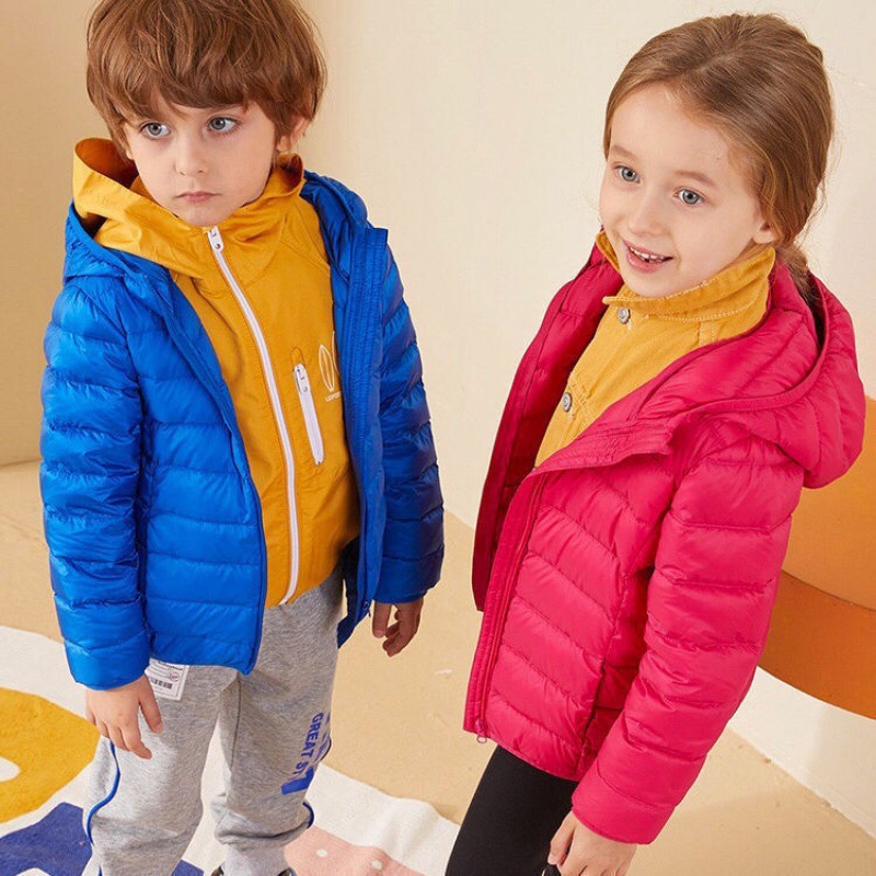 Velvet children's light and thin winter short down jacket for boys