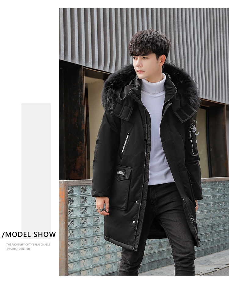 Transfronterizo nueva pareja de mediana longitud sobre la rodilla Chaqueta de plumón para hombre engrosada pato blanco abajo de moda para hombres y mujeres mismo abrigo de moda