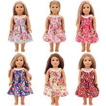 新款18寸美国女孩娃娃配件夏季新款满身碎花连衣裙玩偶吊带衣服