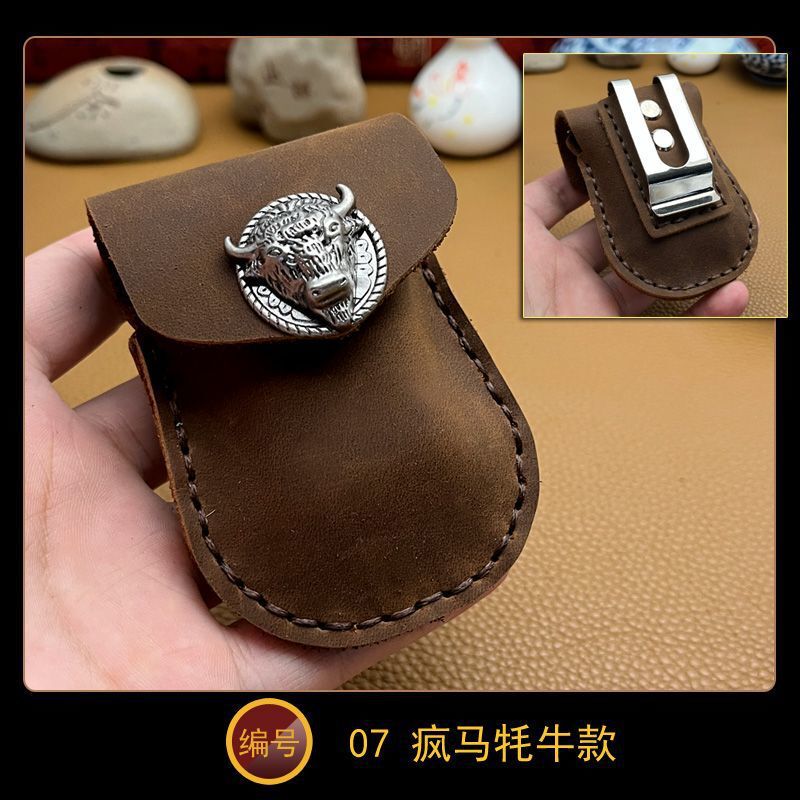 钢夹版多功能皮套疯马皮头层牛皮汽车钥匙包折叠眼镜打火机包|undefined
