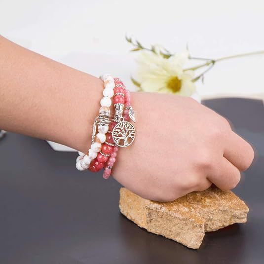 Bracelet arbre de vie plume avec pierres turquoise bohème_voghion.com