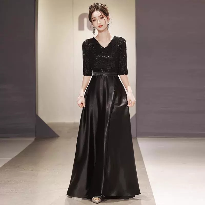 New Choir Performance Costume 2026 New V-Neck Half-Sleeve Long Dress Women's Stage Performance Solo Dance Dress