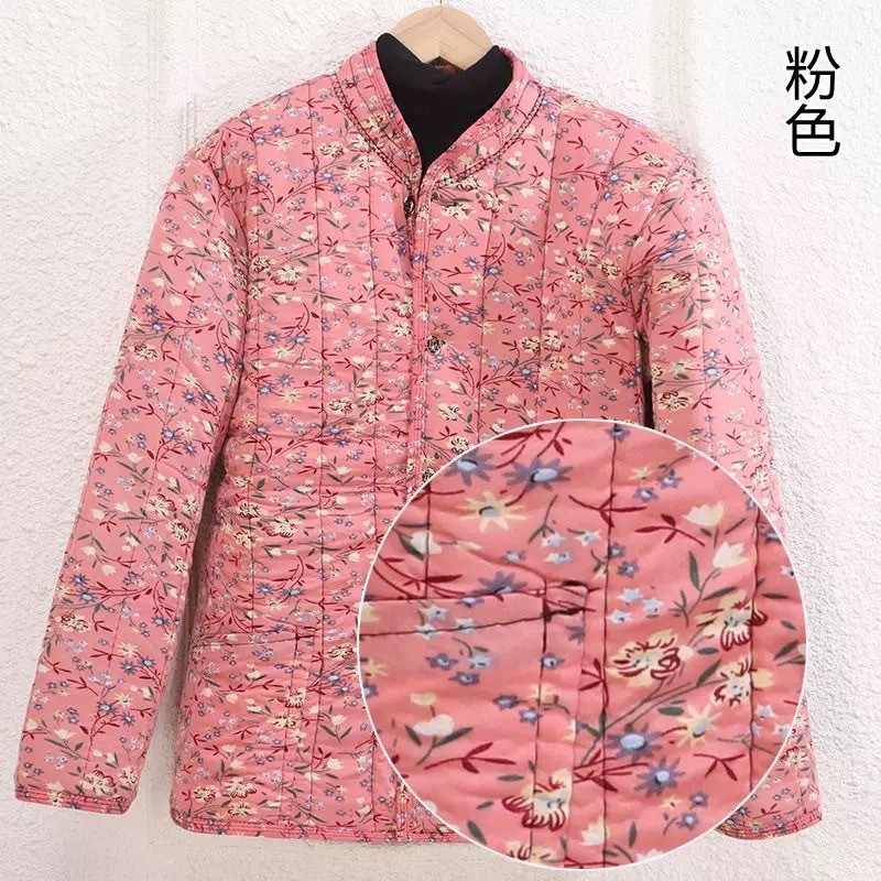 中高年向けのママの綿コート、冬の花柄綿コート、中国風のラクダの毛皮のコート、ベルベットの厚みのある暖かい綿のコート、ゆったりとした|undefined