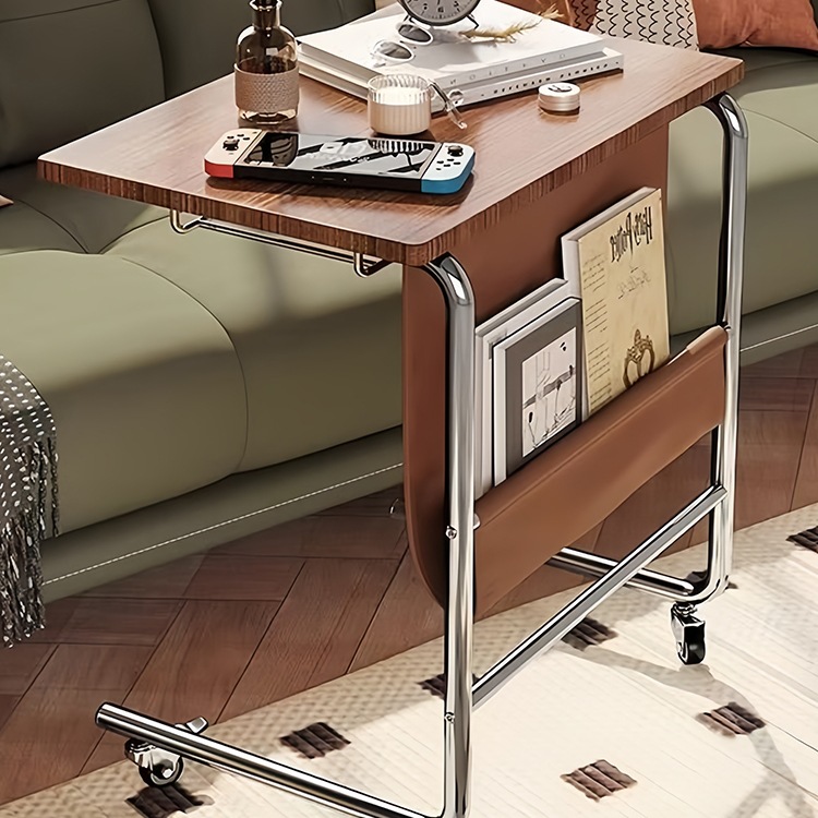 Creative Movable Coffee Table with Sofa Storage Rack, Living Room Side Cabinet with Wheels, Side Table, Bedroom Bedside Small Coffee Table