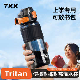 TKK户外便携双饮嘴运动水杯tritan耐高温一键弹盖礼品塑料杯子