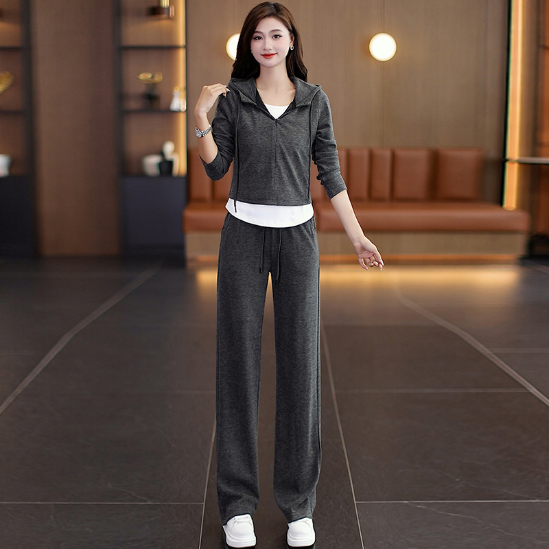 连帽卫衣女装假两件套装女2025春秋休闲小众韩版时尚显瘦卫衣套装|undefined