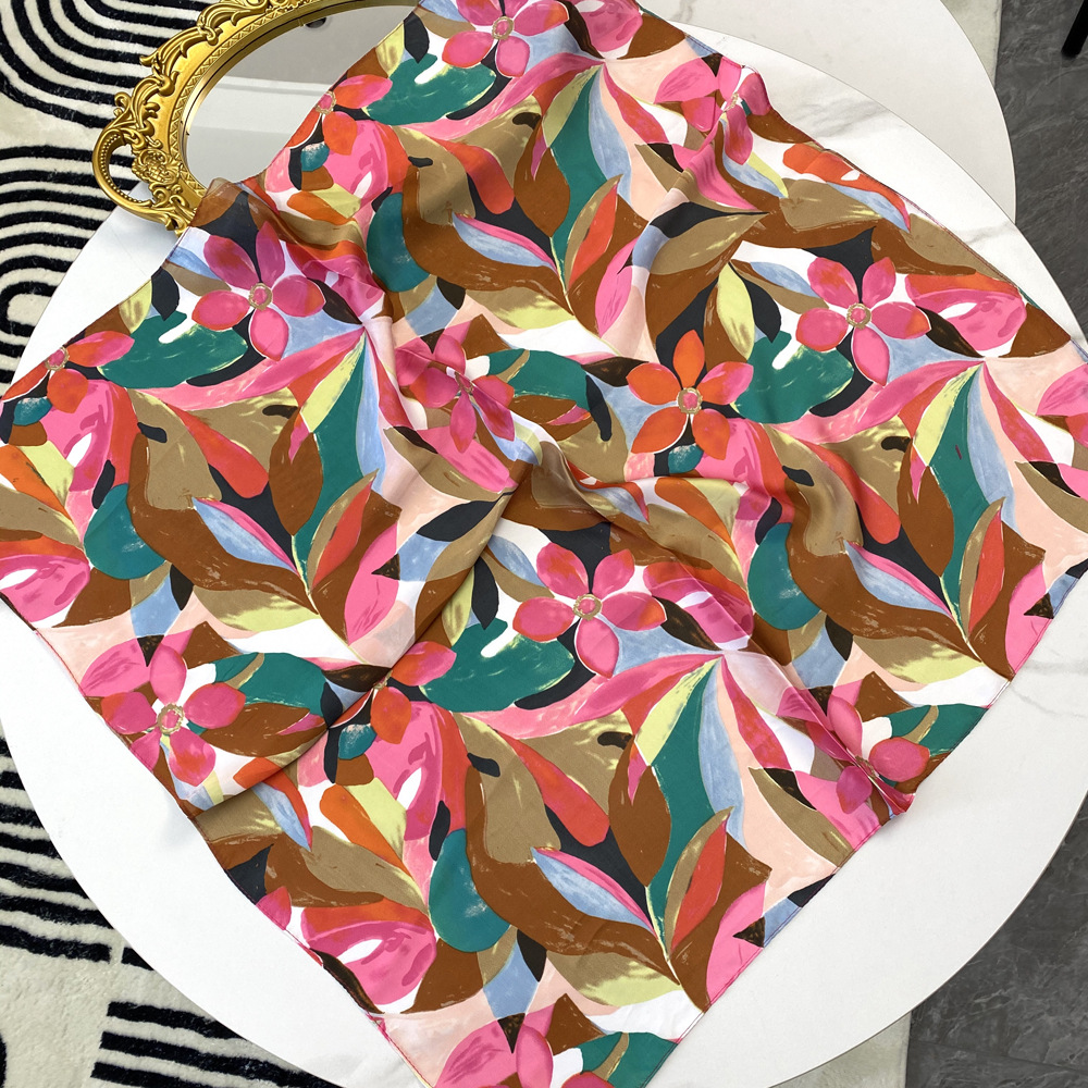 Printing Design Sweet Style Women's Sweet Flower Satin Printing Silk Scarf
