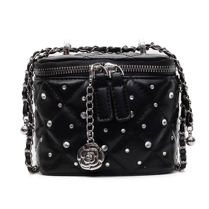 Bolso de moda coreana de estilo de diamante de cadena de estilo de fragancia para mujeres 2025 nueva caja pequeña bolsa cuadrada alta bolsa de mochila versátil