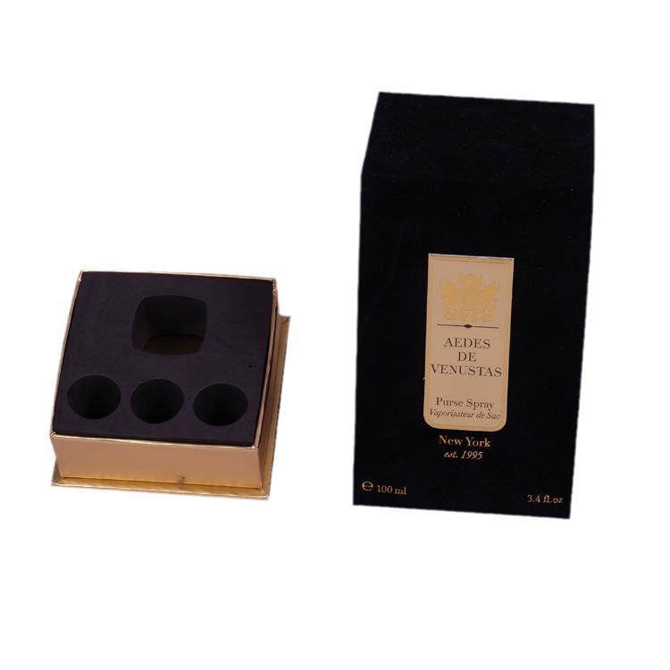 生产精美黑色绒布烫金包装盒 新款设计礼品盒 时尚品牌香水盒