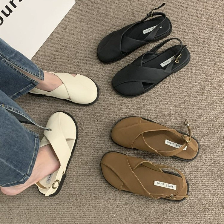 Women's Toe Sandals 2024 Summer New Korean Style French Style Retro Mori Fairy Style Casual Flat Roman Shoes Trendy