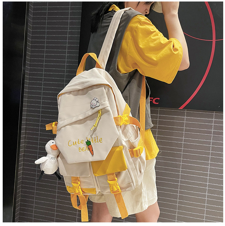 Fashion Cartoon Contrast Color Double Pocket Students Backpack Wholesale Nihaojewelry display picture 1