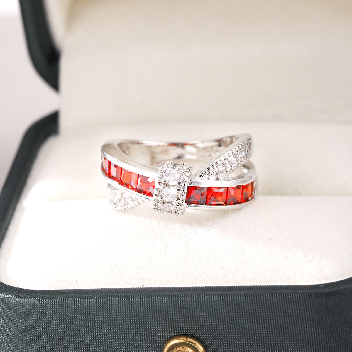 Street Occasion Fashion Geometric Copper Plating Zircon Rings 1 Piece
