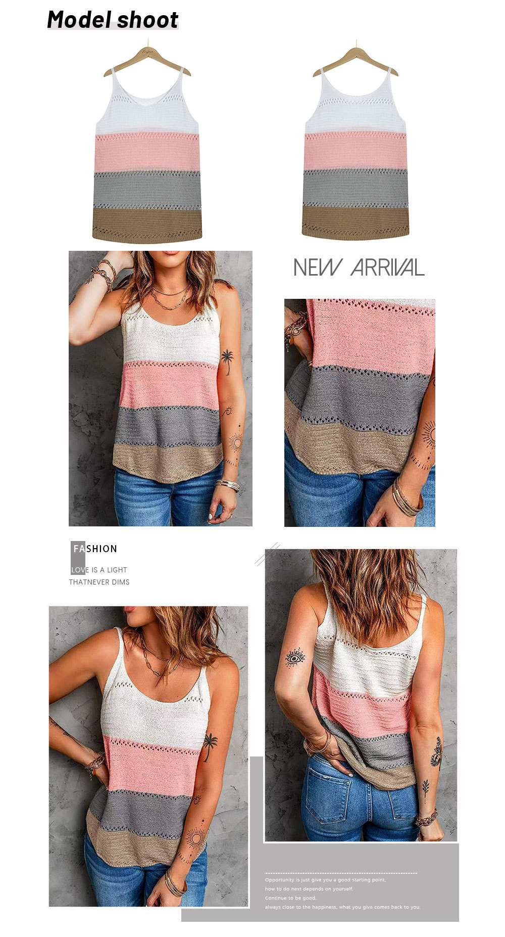 loose sling hollow color matching knitted vest NSWJY118215