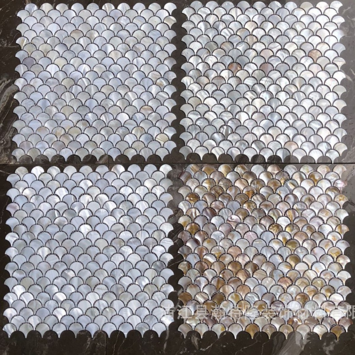 鱼鳞贝壳马赛克扇形瓷砖浴室卫生间店面门头玄关墙贴自粘