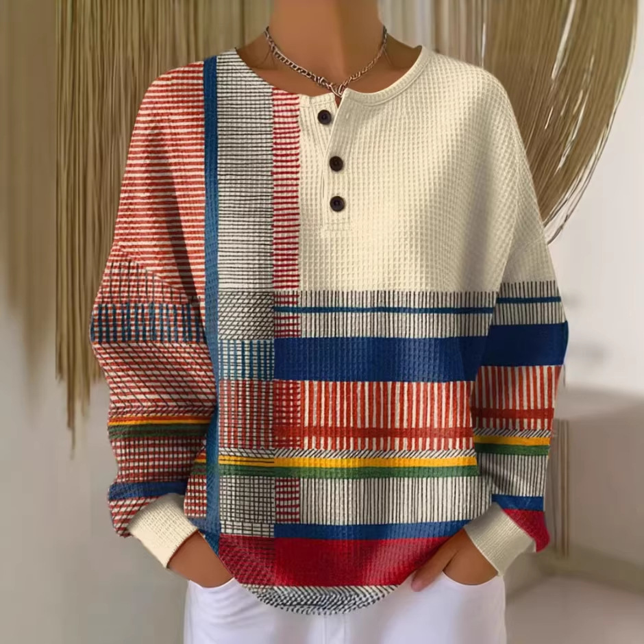 Cross-Border European and American Foreign Trade Amazon Independent Site Hot-Selling 3D Printed Women's Casual Stand-Up Collar Polo Long-Sleeve Top