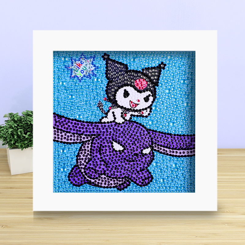 Pintura de diamante DIY con marco de fotos para enviar lleno de diamantes y pintura de diamantes para hacer pintura al óleo de dibujos animados educativos para niños 2024 ladrillo pegajoso y diamantes brillantes