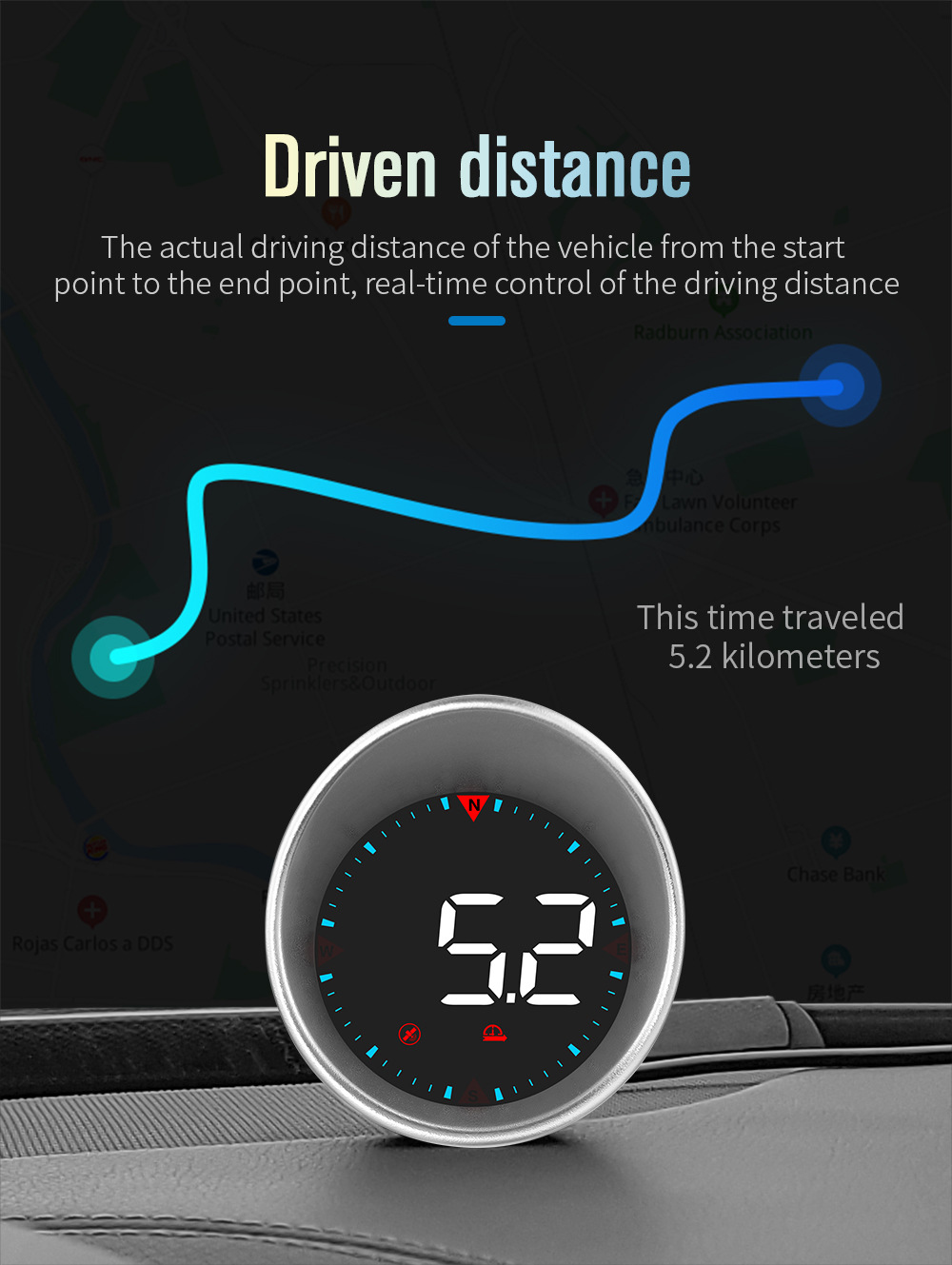 Cross-border car HUD head-up display, universal for cars, with Beidou GPS, over-speed alarm, high-definition smart display G5