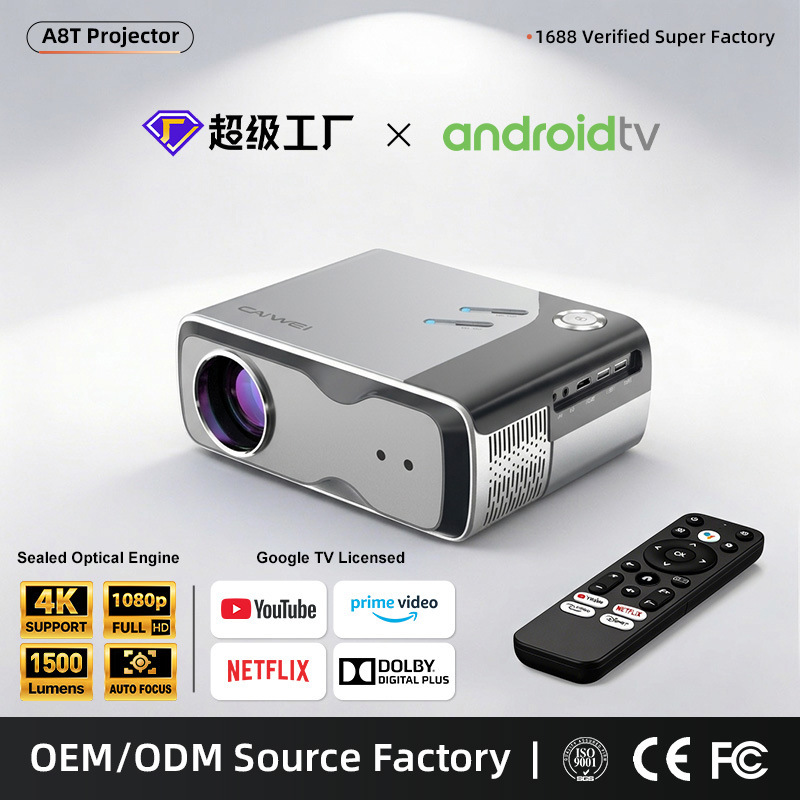 Foreign Trade Wholesale Google Projector Small High-Definition Portable Android Bluetooth Projector for Home and Office Smart Screen Projection