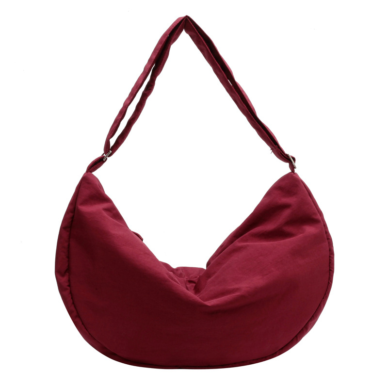 Women's Nylon Shoulder Bag Large Capacity Student Tote Commuter Crossbody Dumpling Bag Minimalist Soft Canvas Bag - Thumbnail 5