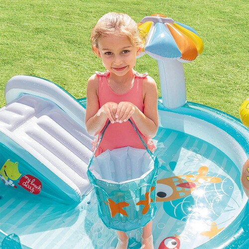 INTEX 57165 Crocodile Water Slide Sprinkler Park Pool Inflatable Pool Summer Children's Garden Play Pool