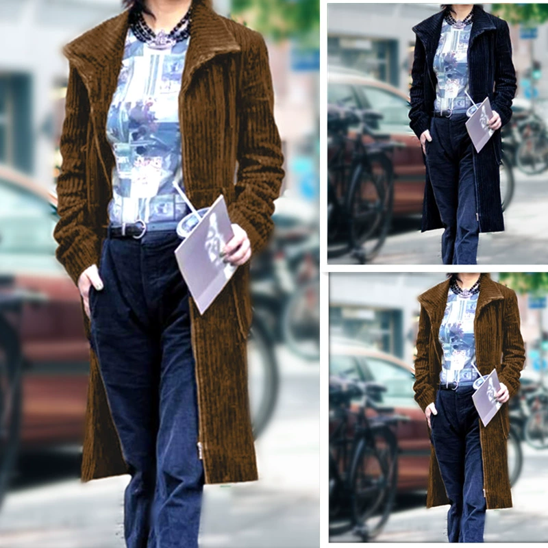 2023 осень и зима Новое одинарное вельветовое Женское пальто в японском и корейском стиле желаю качественного тренча Amazon с пальто на молнии