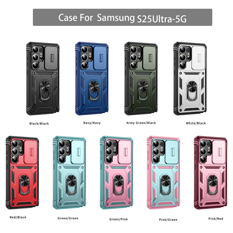 Suitable for Samsung S25Ultra Military Push Window Three-In-One Mobile Phone Case S24 Ring Car Magnetic Suction S23 Protective Cover Suitable for Samsung S25Ultra Military Push Window Three-In-One Mobile Phone Case S24 Ring Car Magnetic Suction S23 Protective Cover
