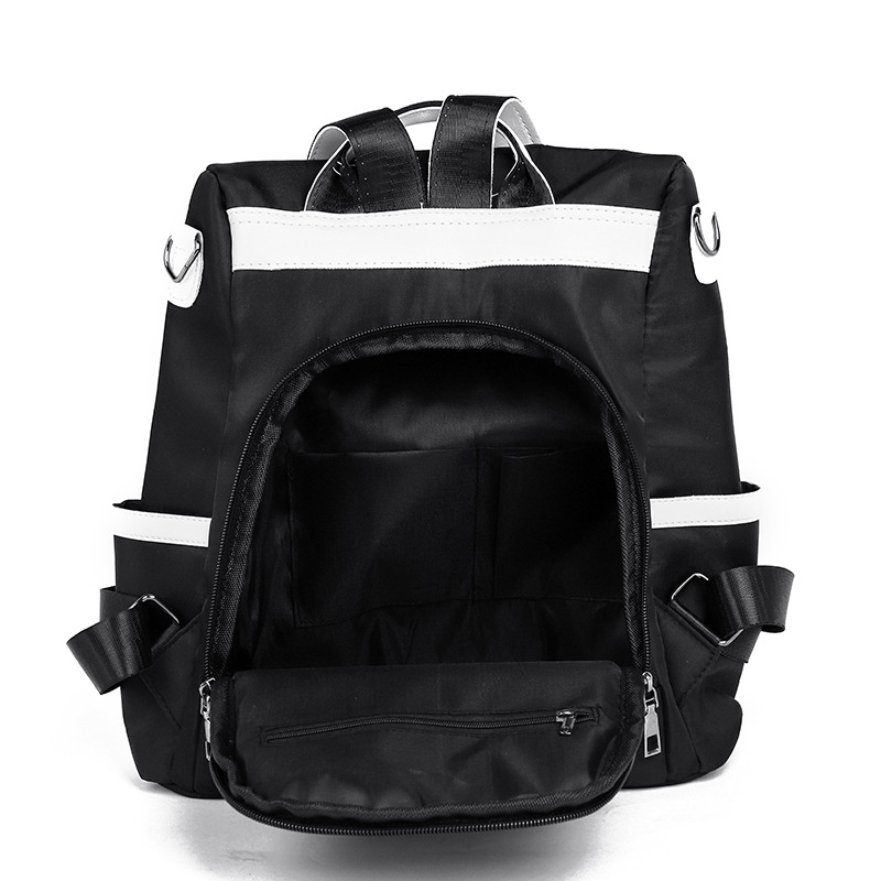 2023 nueva mochila antirrobo de nailon para mujer, color de contraste de moda, mochila de viaje de doble uso de gran capacidad, mochila escolar al por mayor