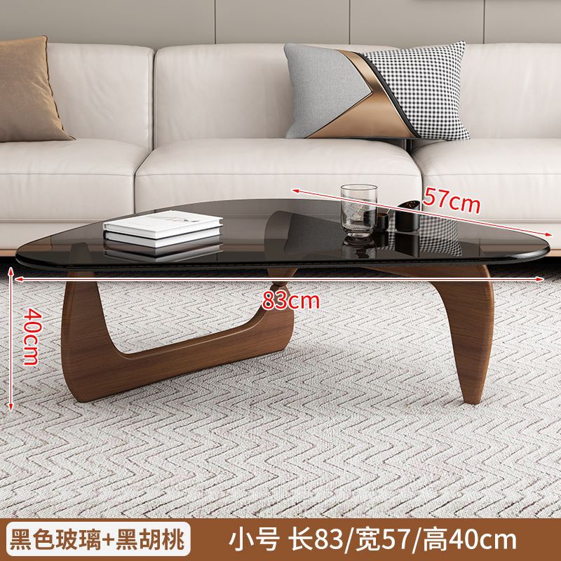 블랙 유리 + 호두 오크 다리