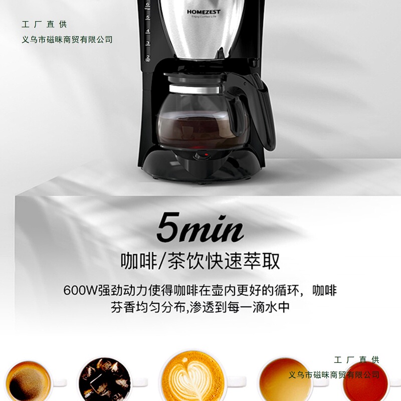 German Homezest Coffee Machine Household Small Fully Automatic American Coffee Pot Drip Mini Teapot