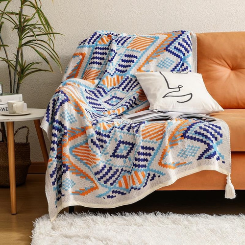 纳瓦霍日光毯加厚针织波西米亚办公室午睡空调毯沙发毯婴儿毛毯子