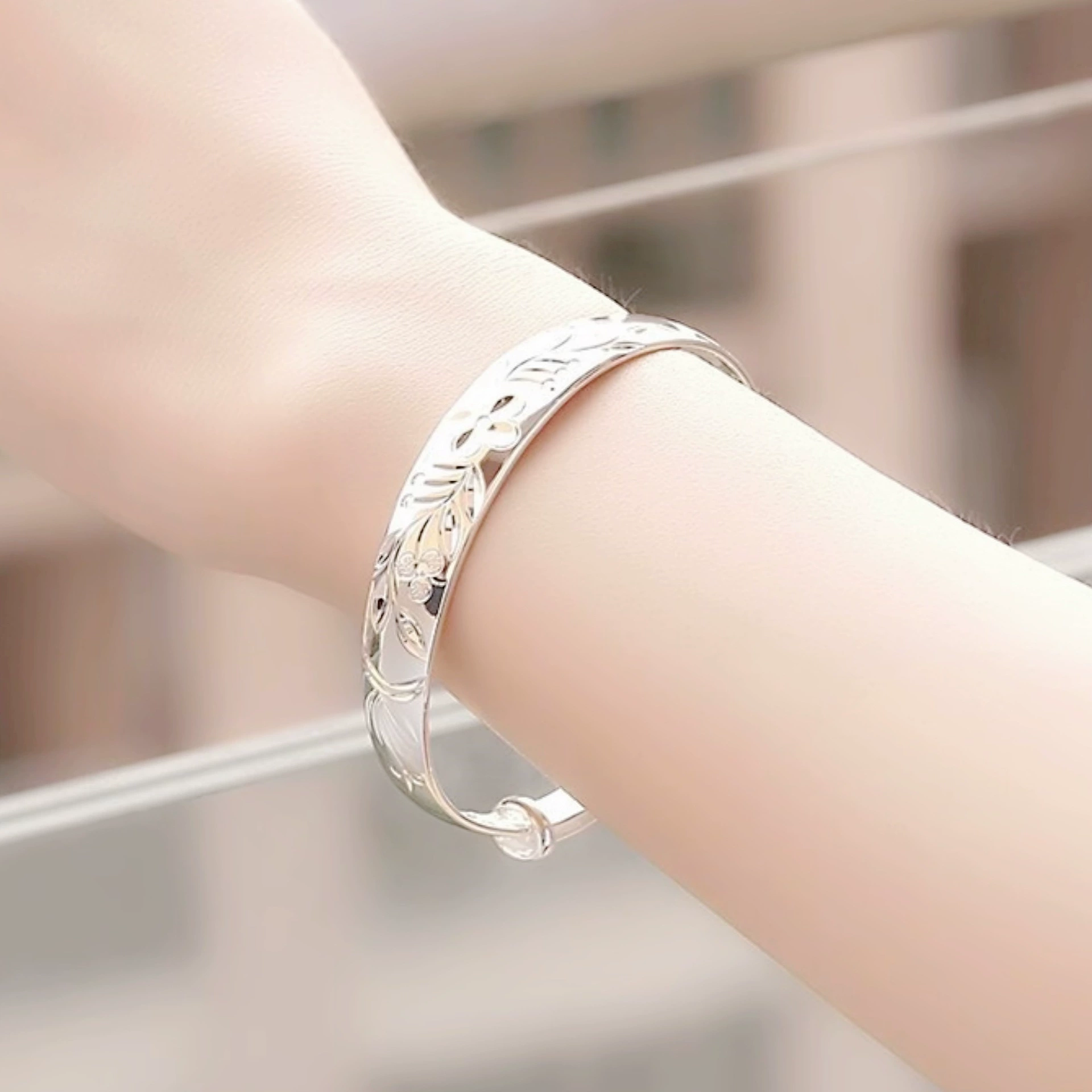 Ethnic silver bracelet, ethnic style