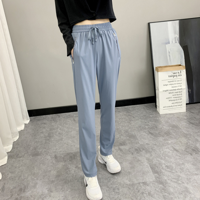 直送アイスシルクパンツ 男女兼用 速乾スポーツパンツ 夏用 伸縮性 通気性 速乾 薄手 日焼け防止パンツ|undefined
