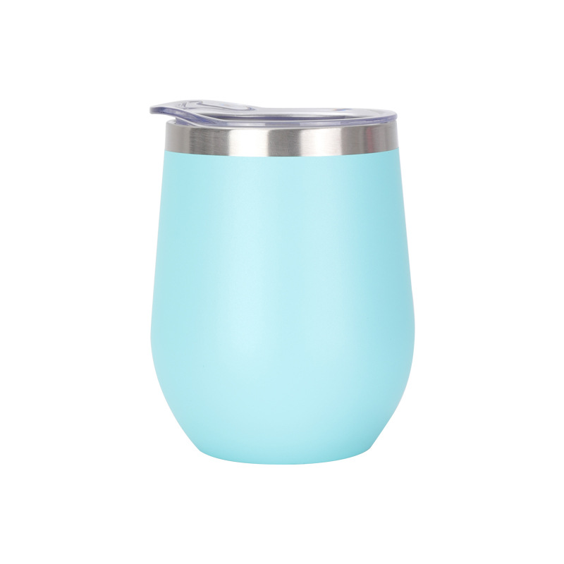Taza de huevo transfronteriza de 12oz taza de vino tinto creativo taza de hielo en forma de U taza de cáscara de huevo rociada de acero inoxidable al vacío de doble capa personalizada