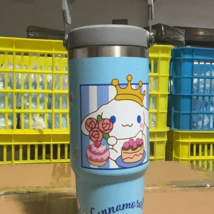 Nuevo 30oz taza de coche patrón de dibujos animados de gran capacidad de acero inoxidable termo de vacío taza de alta apariencia portátil mango de hielo