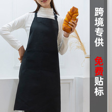 外贸新款挂脖耐脏围裙上班餐饮厨房素色防水防油工作围裙批发印字