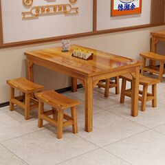 碳化实木桌椅桌椅商用餐饮店烧烤面馆早餐餐馆食堂饭店餐厅组合