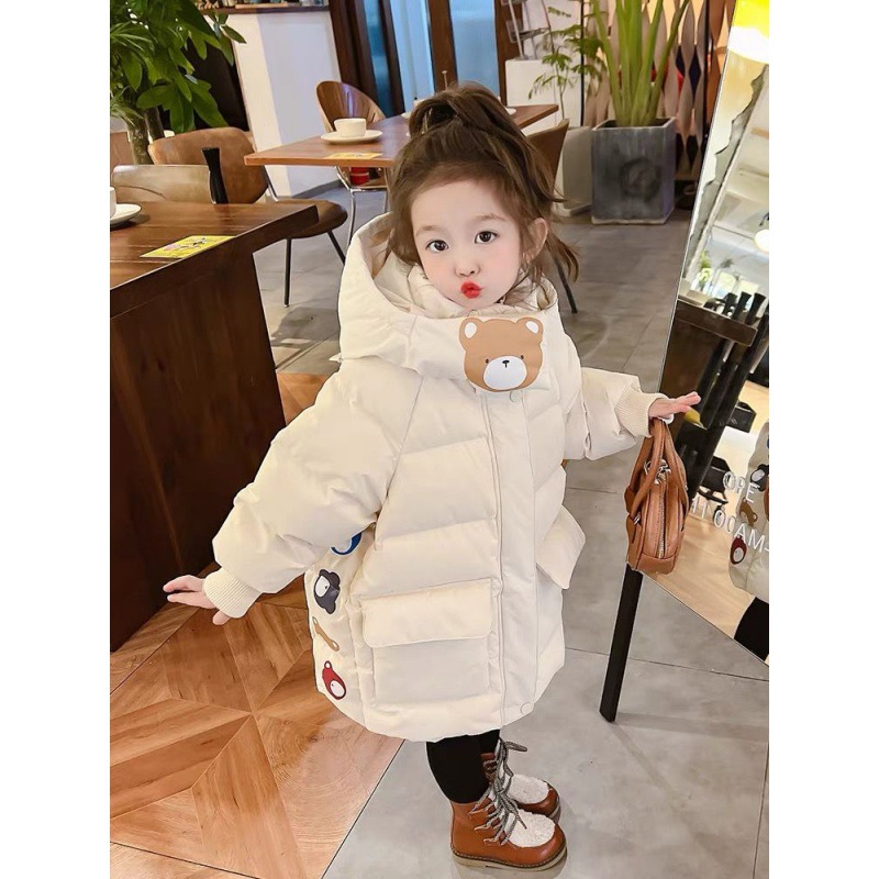 女童羽绒棉服2023新款冬季韩版宝宝中长款小女孩加厚洋气保暖外套