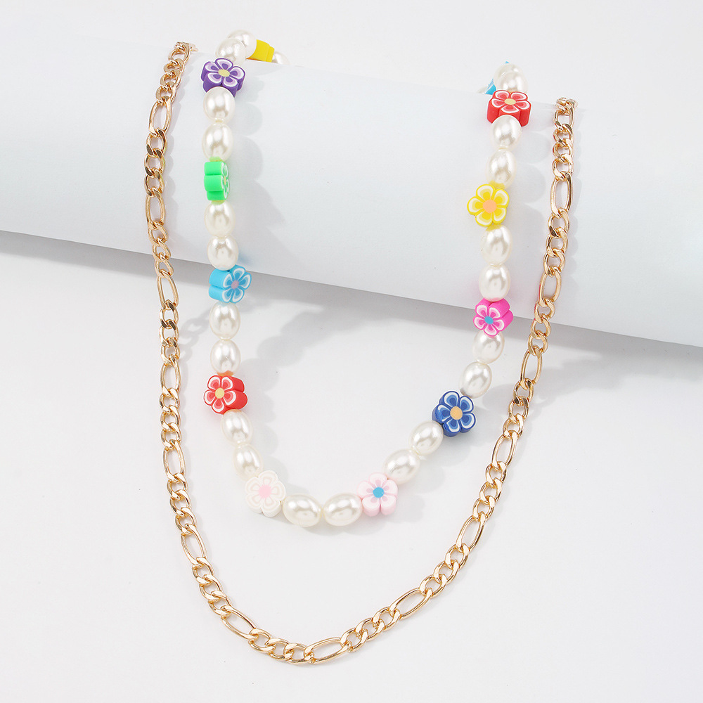 Bohemia Flower Imitation Pearl Double-layer Necklace display picture 7