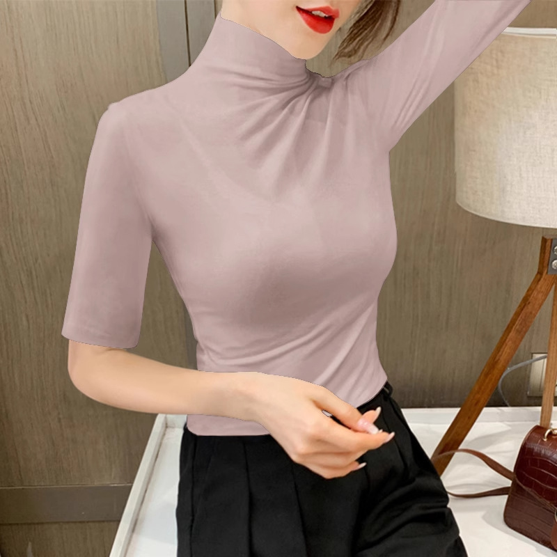 가죽 파우더 [원피스 하프 터틀넥]