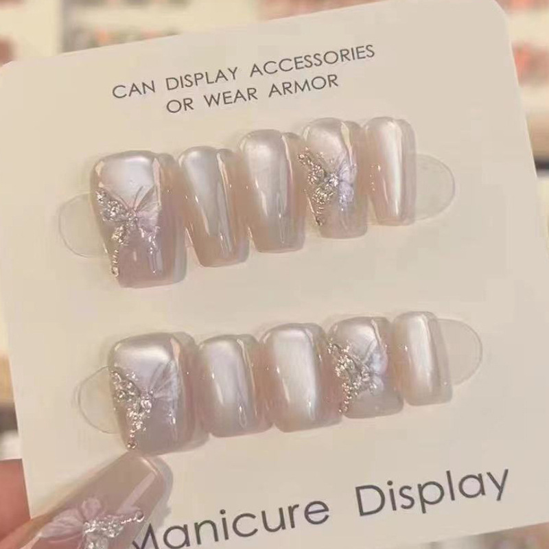 [Upper Chunshan] TikTok Explosions Pure Hand-worn Armor Elegant Light Luxury Cat's Eye Manicure Sticker Removable Fake Nail