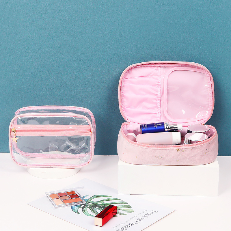 Bolso cosmético de franela de luna y estrella de bronceado nuevo estilo transfronterizo bolsa de almacenamiento de terciopelo de alta gama de gran capacidad portátil bolsa de lavado de celebridades de Internet