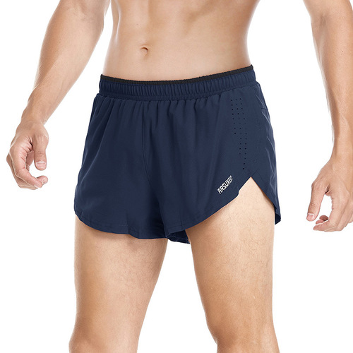 Summer men's fitness running sports casual shorts marathon quick-drying three-point pants triangle lining maroon dark blue